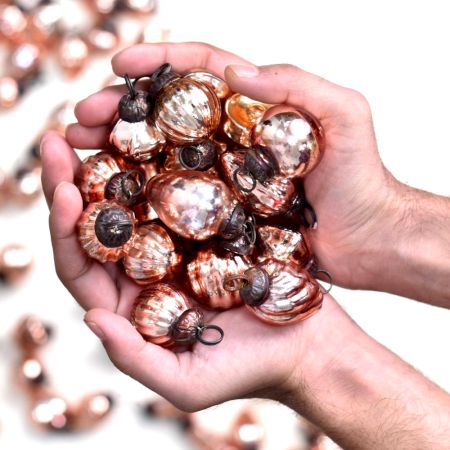 25 Pieces Rose Gold and Silver Ornaments For Tree Decoration - Glass Christmas Ornaments